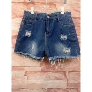 women's jean shorts Size L Large Denim Distressed